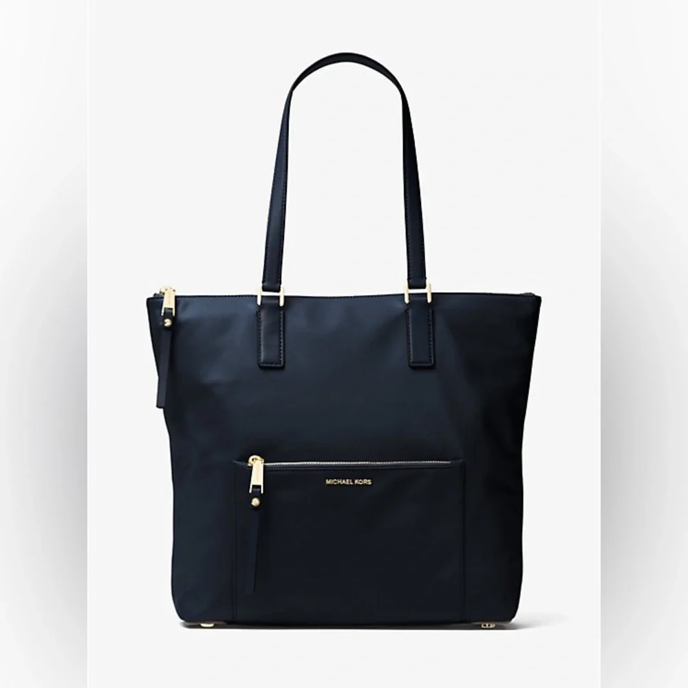 Michael Kors Ariana Large Nylon and Leather Tote navy blue